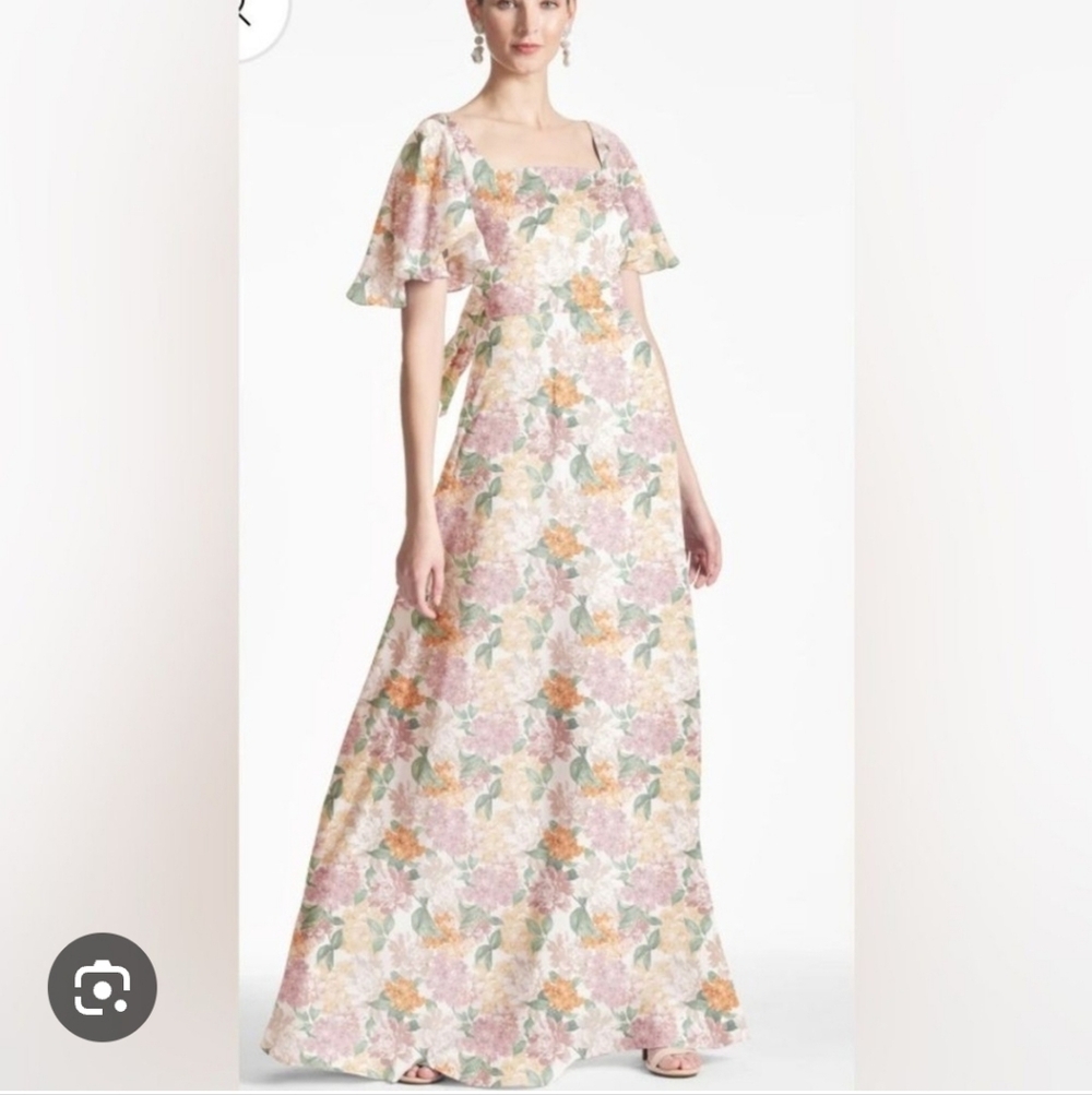 Sachin + Babi Pastel Floral Maxi Dress in Pink, Peach & Green